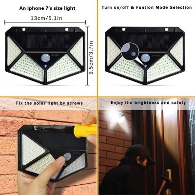 100 LED 4 Solar Wall Lamp With Motion Sensor